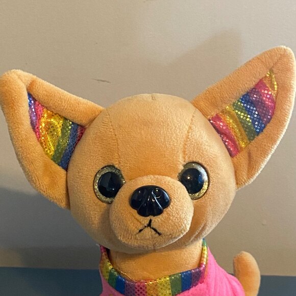 Sugar Kingdom Kawaii Chihuahua Dog Plush Stuffed Animal Toy Rainbow Ears 8" - Picture 2 of 6